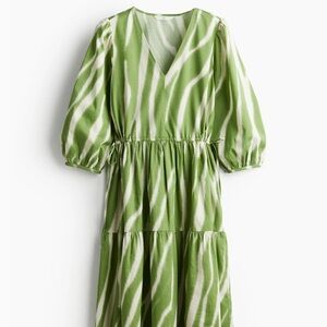 H&M Green and White V-Neck Dress